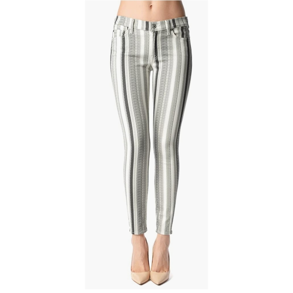 Womens Seven Jeans Multi Gray Stripe Denim Bottom jeans